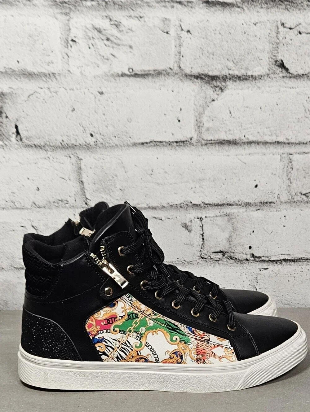 Aldo Destry High Top Sneakers Baroque Print Zip Shoes Men’s 10